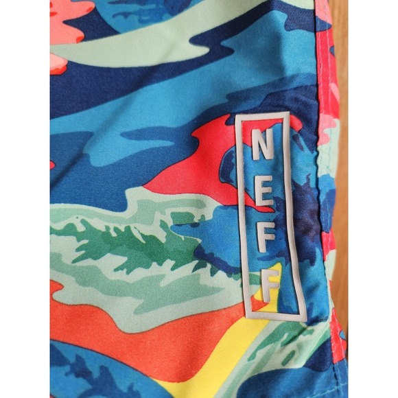 Neff NWT Thunder Tropic Unlined stretch Drawstring Waist Mens Swim Trunks Size L - Picture 7 of 10